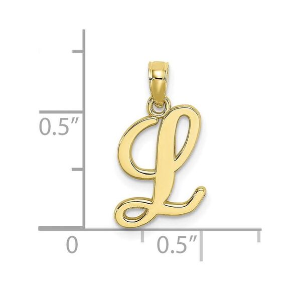 10K Yellow Gold Polished L Script Initial Charm - Picture 8 of 9